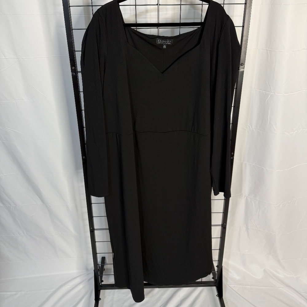 Eloquii 28 Fitted Black Dress with Sweetheart Neckline